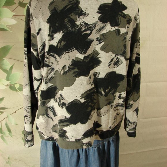 Floral Greys Grays Pull Over Sweatshirt XL LOGG french terry soft comfortable - Picture 5 of 12